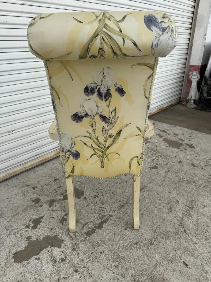 French provincial style armchair with scroll back and padded seat
