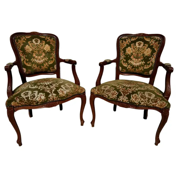 french provincial walnut bergere chairs upholstered