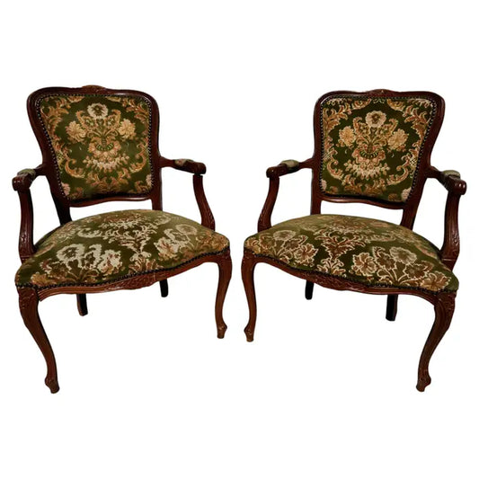 french provincial walnut bergere chairs upholstered