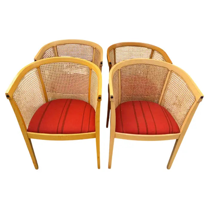 Elegant cane and wood dining chairs set