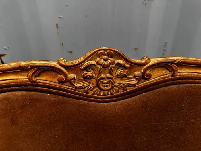 Louis XV style sofa with hand carved wood frame