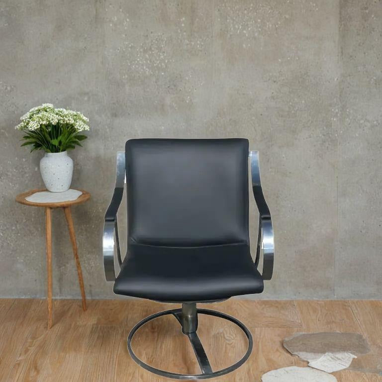 Gardner Leaver Steelcase swivel leather lounge arm chair