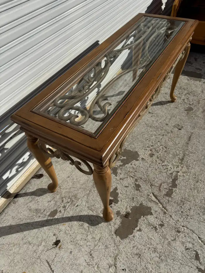 Glass top sofa table for entryway décor