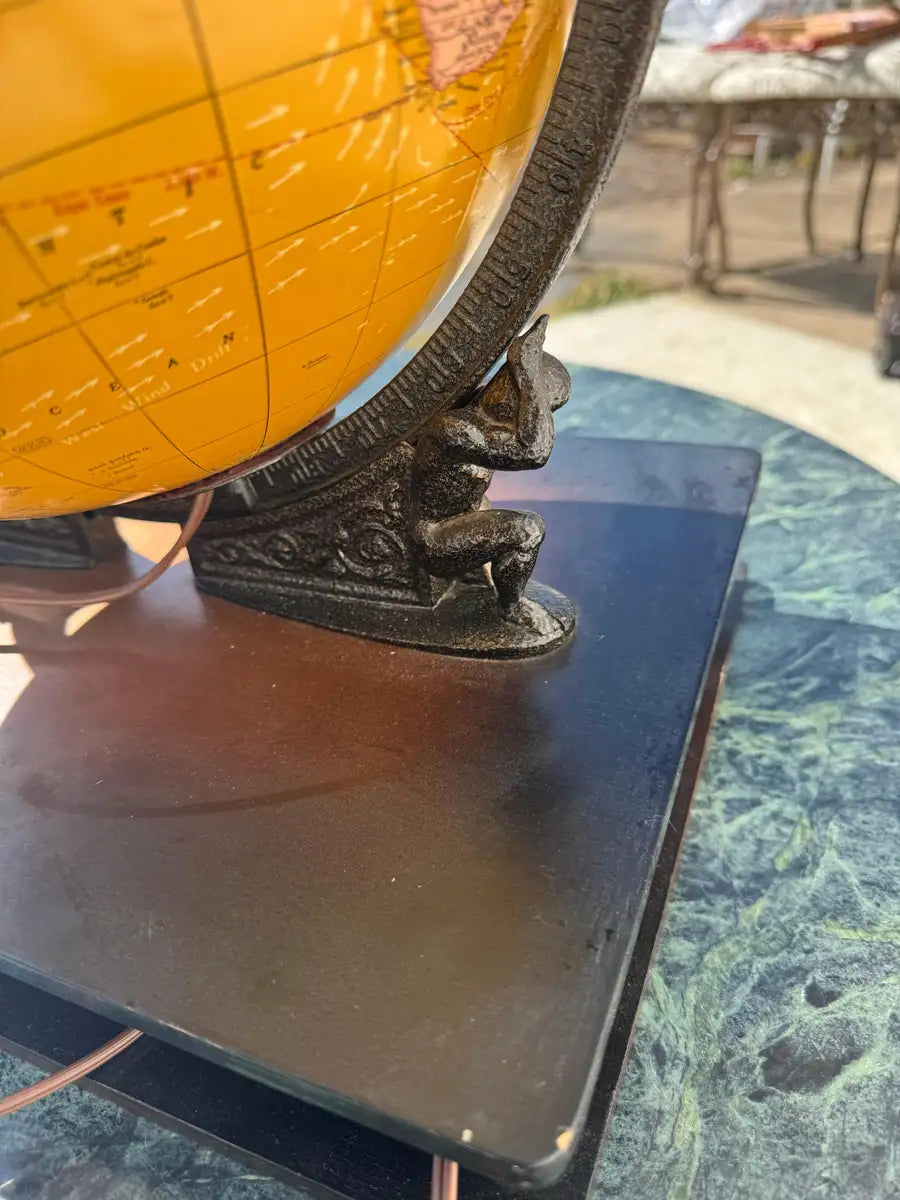 antique style illuminated globe with political map detail