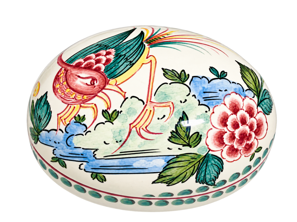 Egg Shaped Trinket Box Anfora Agueda Porcelain Hand Painted Bird Ferreira
