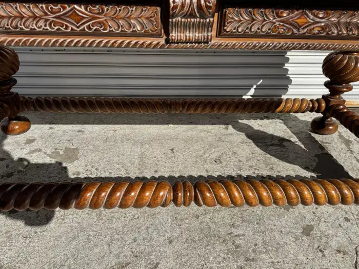 Hand carved barley twist table