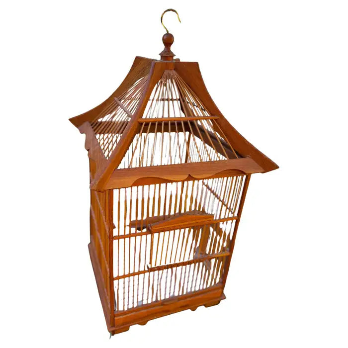 Wooden hanging birdcage decor