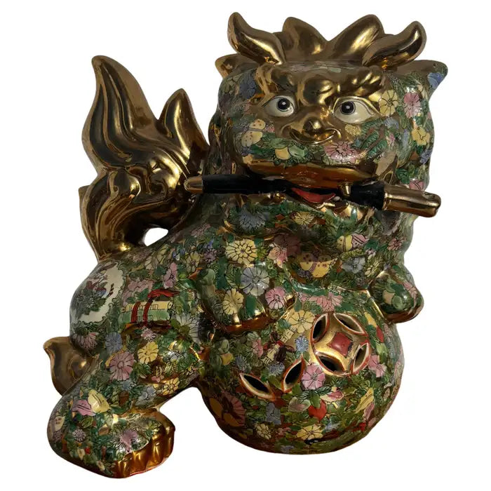 Hand painted foo dog kirin statue