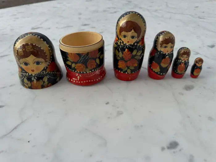 Signed Russian Matryoshka dolls traditional folk art décor