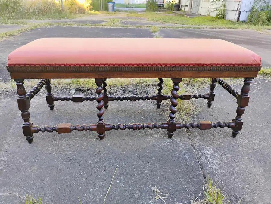 barley twist bench with hand turned wood craftsmanship