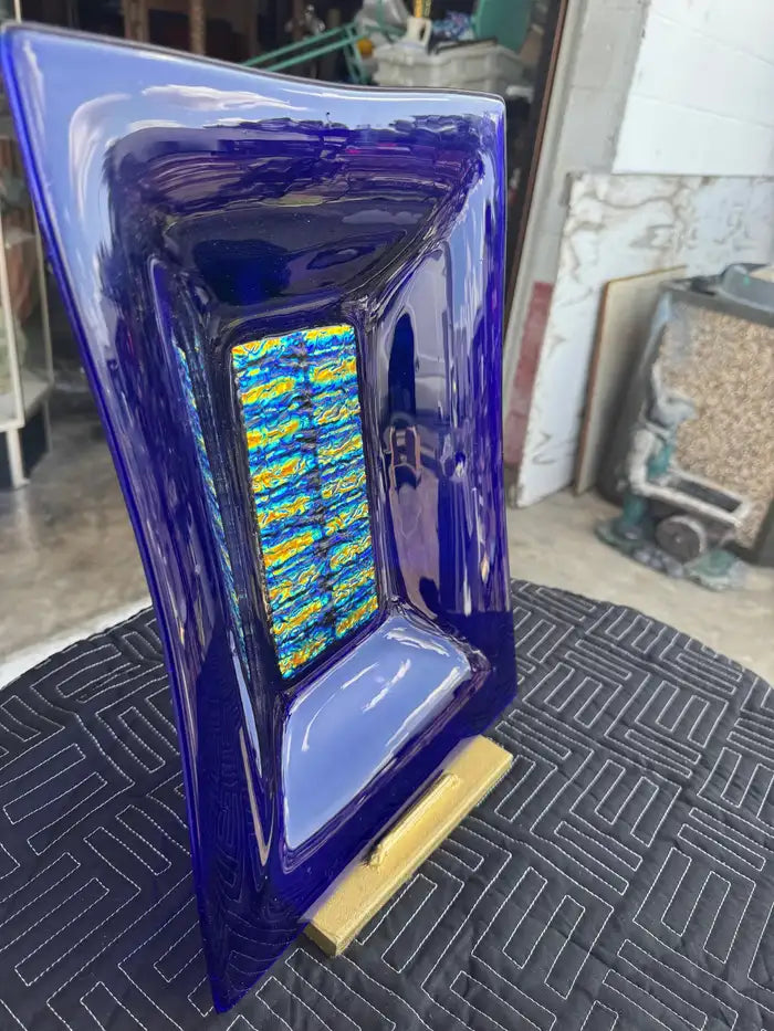 Signed Ed Risenberg studio glass artwork for modern home décor
