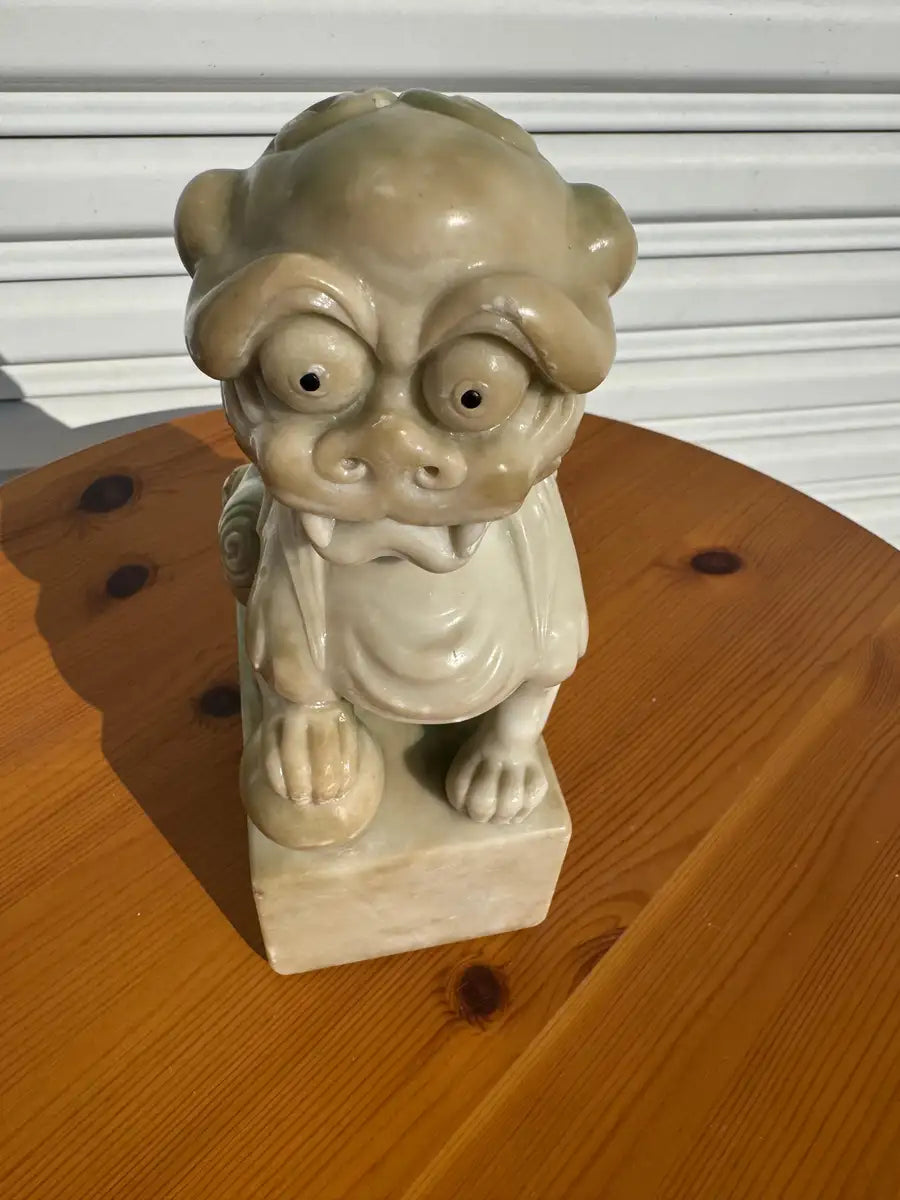 Handcrafted soapstone foo dog decorative statue
