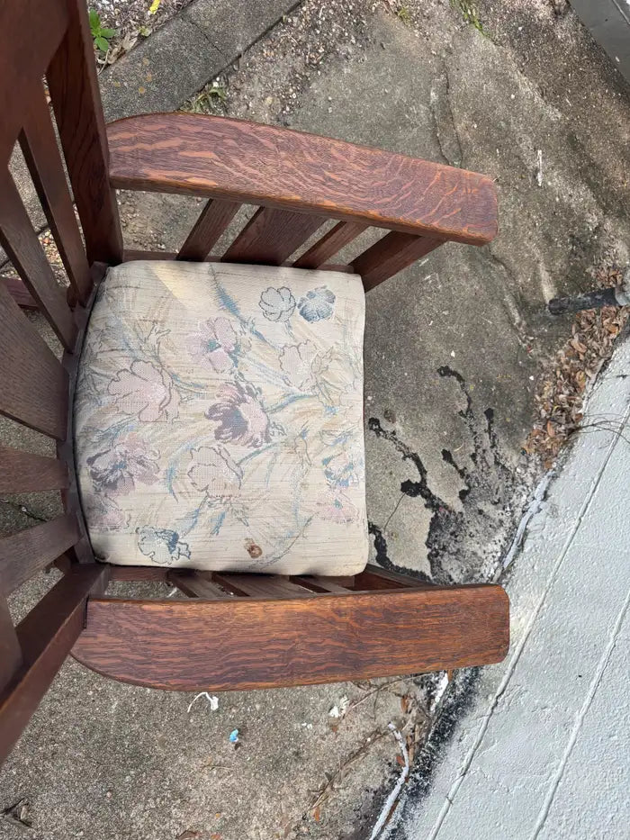 Early American Mission style wooden rocking chair