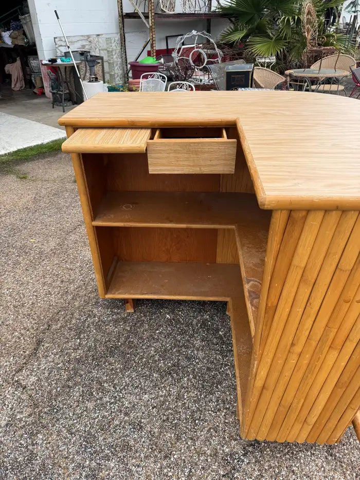 Handcrafted rattan tiki bar for vintage home décor