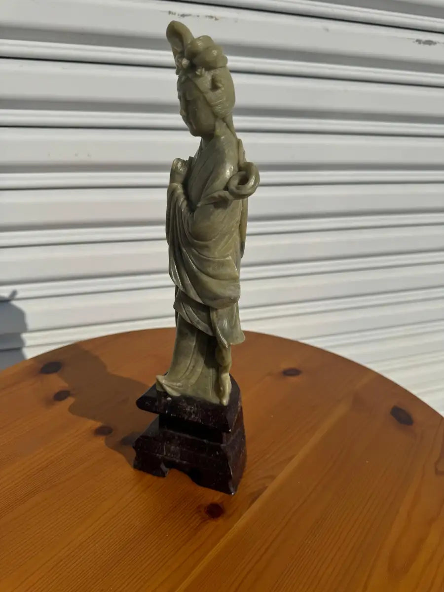 Stone sculpture female figure in carved soapstone