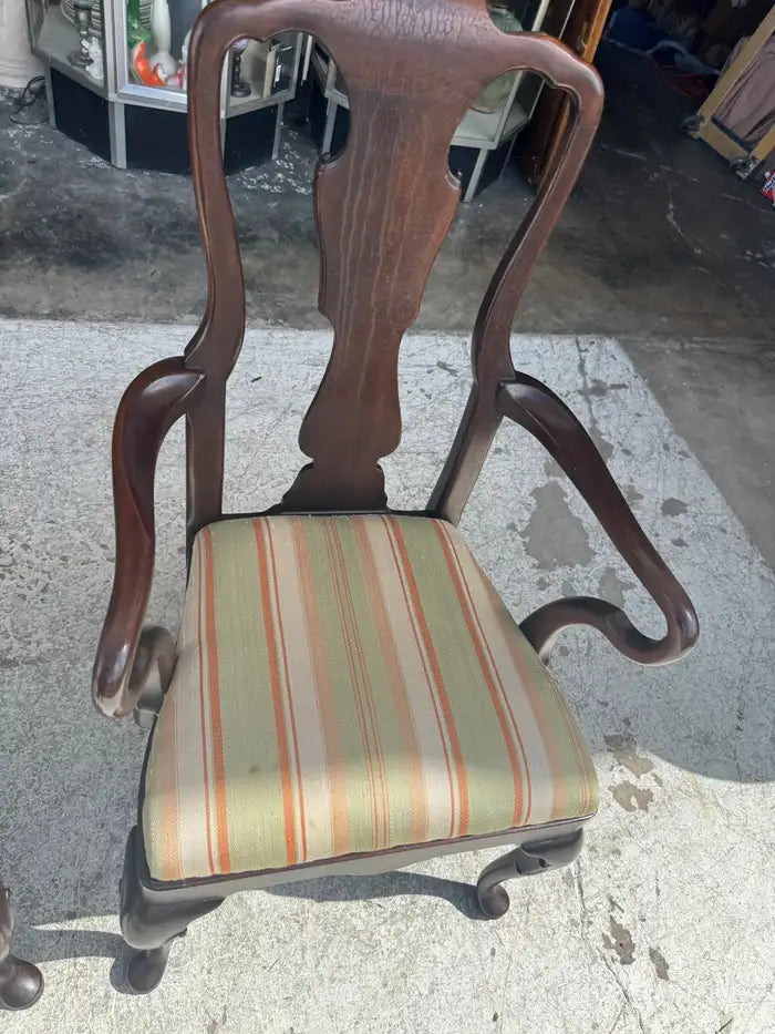Henredon vintage armchairs with detailed wood craftsmanship