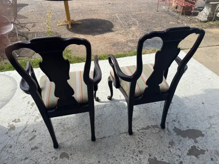 Henredon traditional carved wood dining armchairs