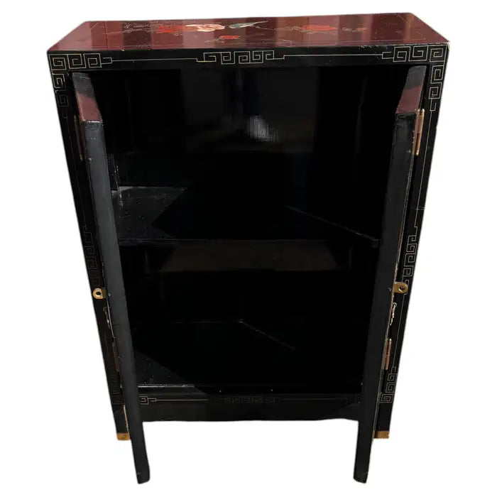 Black lacquer oriental cabinet with gold detailing