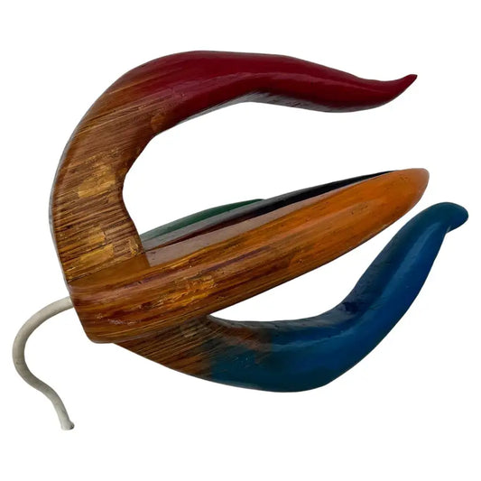 Hy Farber wood floral sculpture with carved mid century design