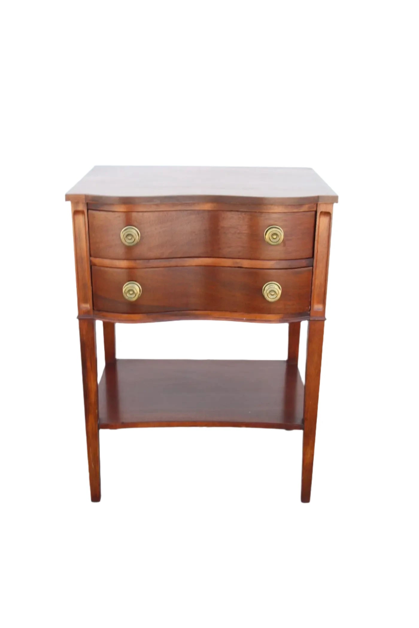 One Chippendale Mahogany Serpentine Front 2-Drawer Side Table