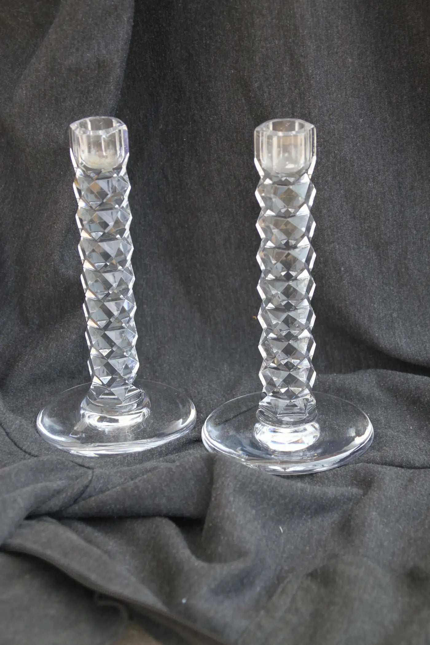Clear glass candleholders by Orrefors