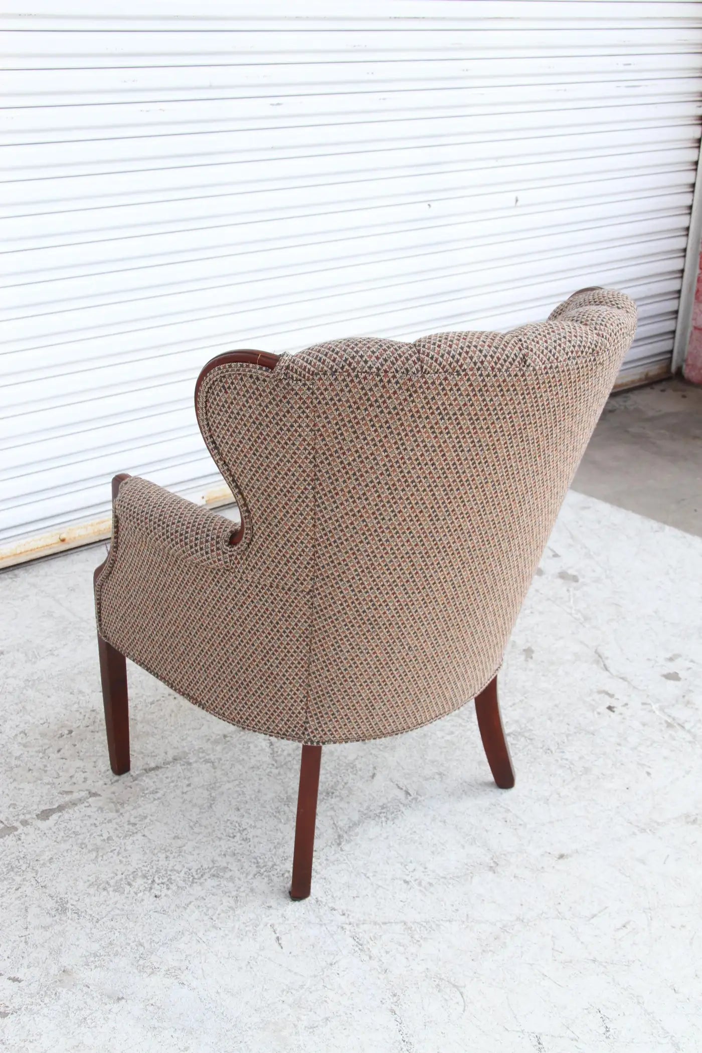 Wing Back Lounge Chair with Channel Back Upholstery