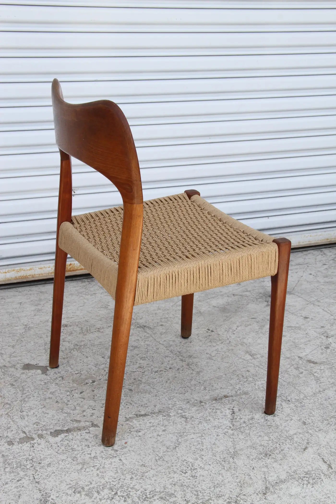 MCM Danish teak side chairs with papercord seats