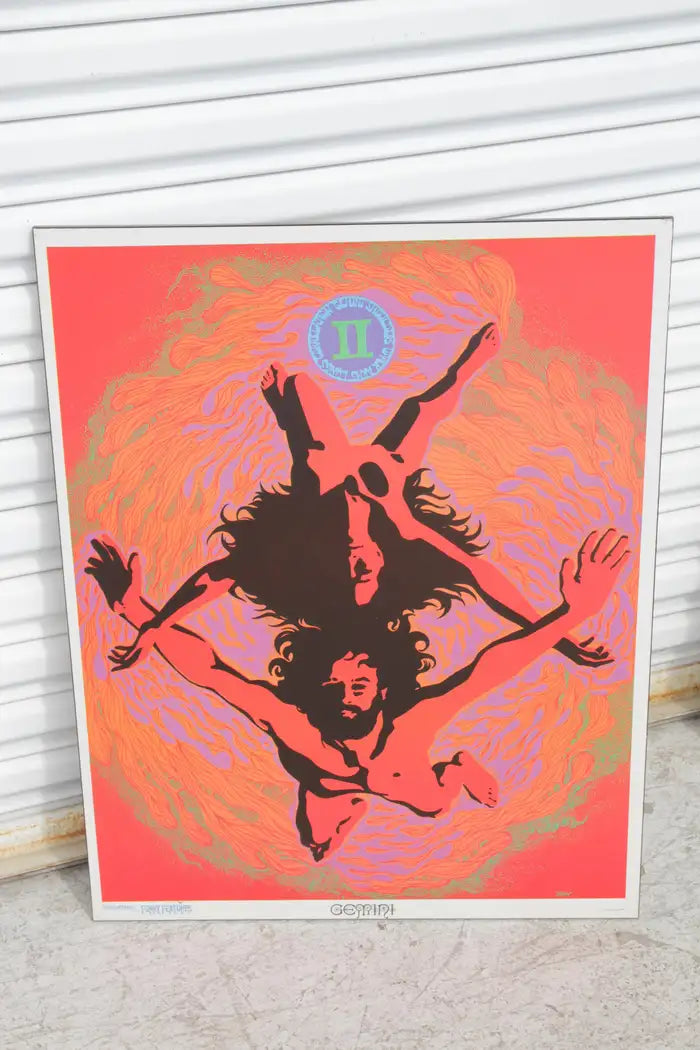 Retro Gemini zodiac print with vibrant funky features