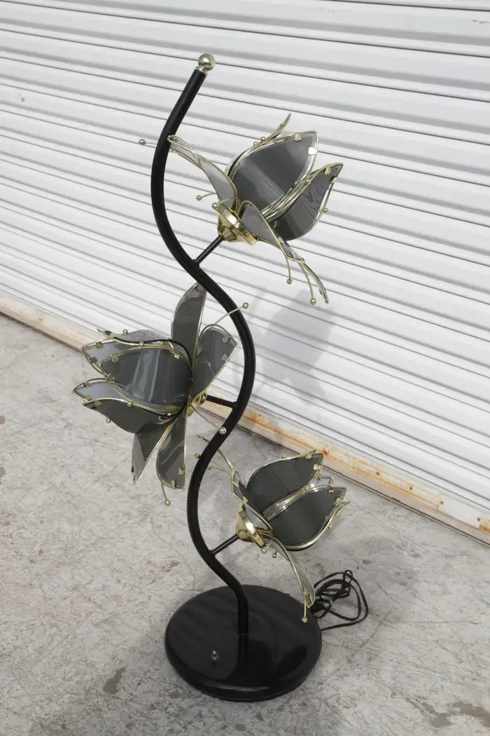 Vintage Tiffany 3 light lotus floor lamp