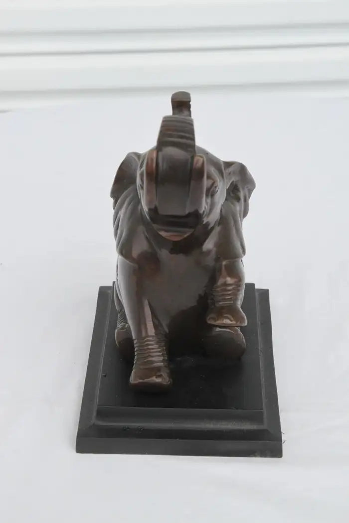 Vtg Pair of Bronze Metal ART DECO Baby Elephant Book Ends