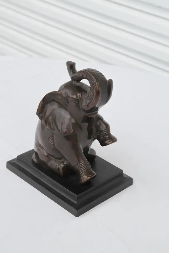 Vtg Pair of Bronze Metal ART DECO Baby Elephant Book Ends