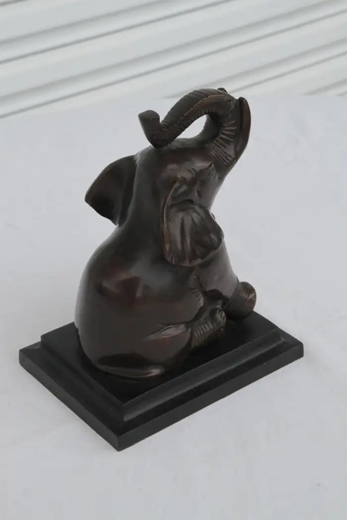 Vtg Pair of Bronze Metal ART DECO Baby Elephant Book Ends