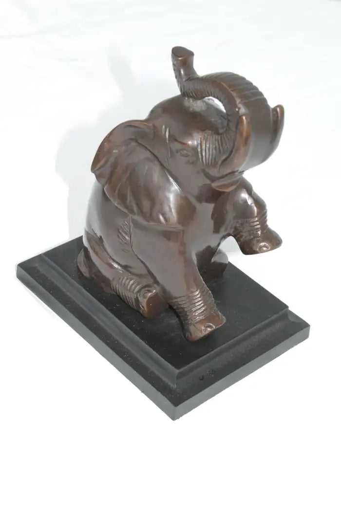 Vtg Pair of Bronze Metal ART DECO Baby Elephant Book Ends
