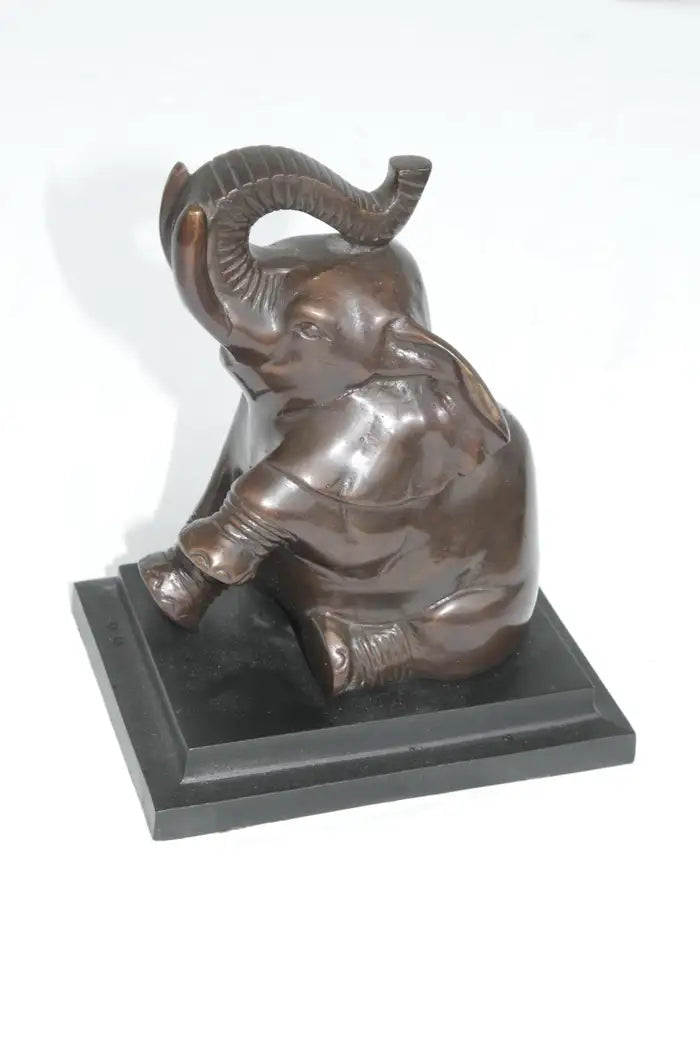 Vtg Pair of Bronze Metal ART DECO Baby Elephant Book Ends