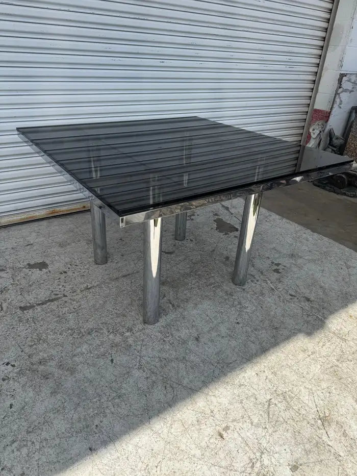 Tobia Scarpa for Gauvina "Andre" Dining Table w/ Smoked Glass Top