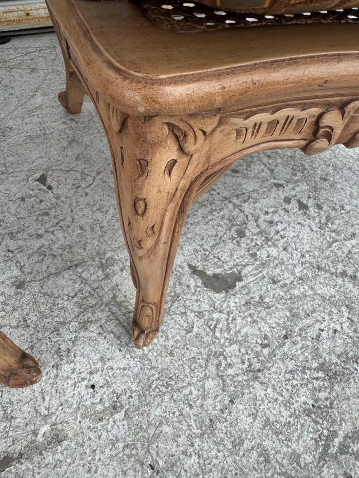 Pair of Louis XV Upholstered and Cane Back Chairs