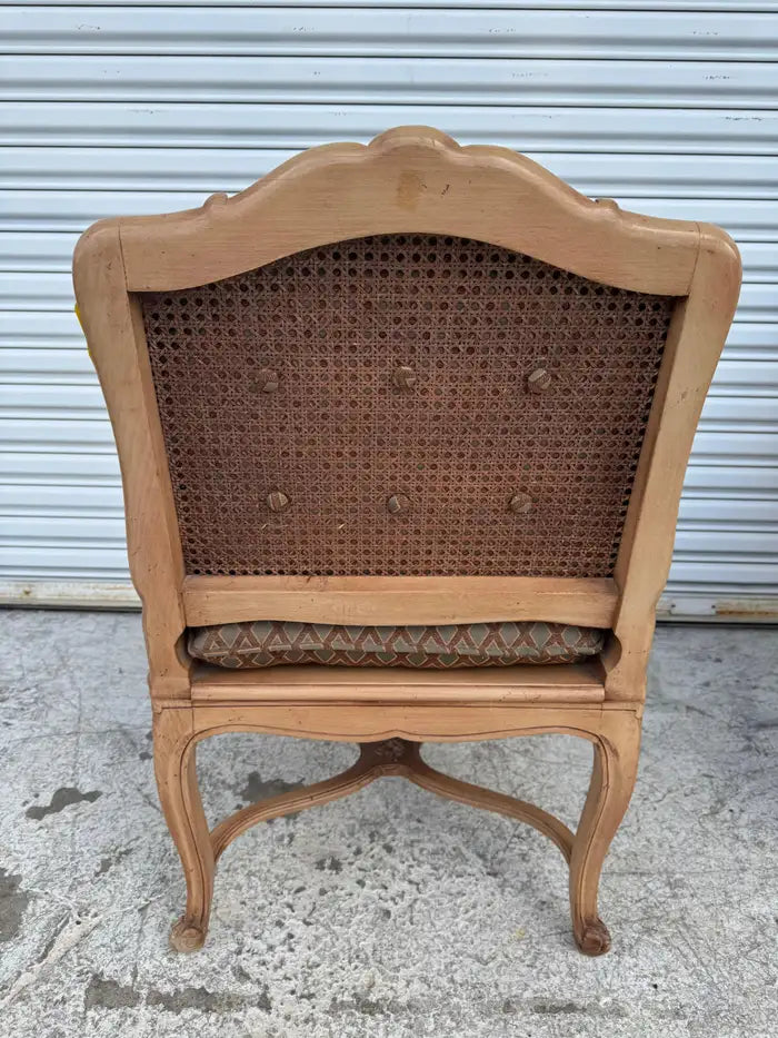 Pair of Louis XV Upholstered and Cane Back Chairs
