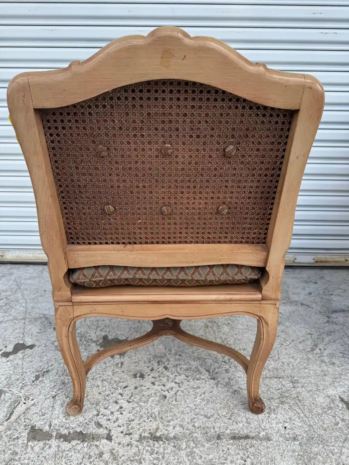 Pair of Louis XV Upholstered and Cane Back Chairs
