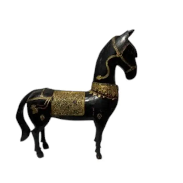 Large 24' x 31" Omate solid wood horse figurine very heavy