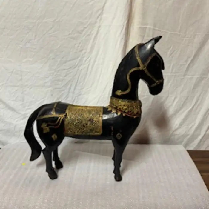 Large 24' x 31" Omate solid wood horse figurine very heavy