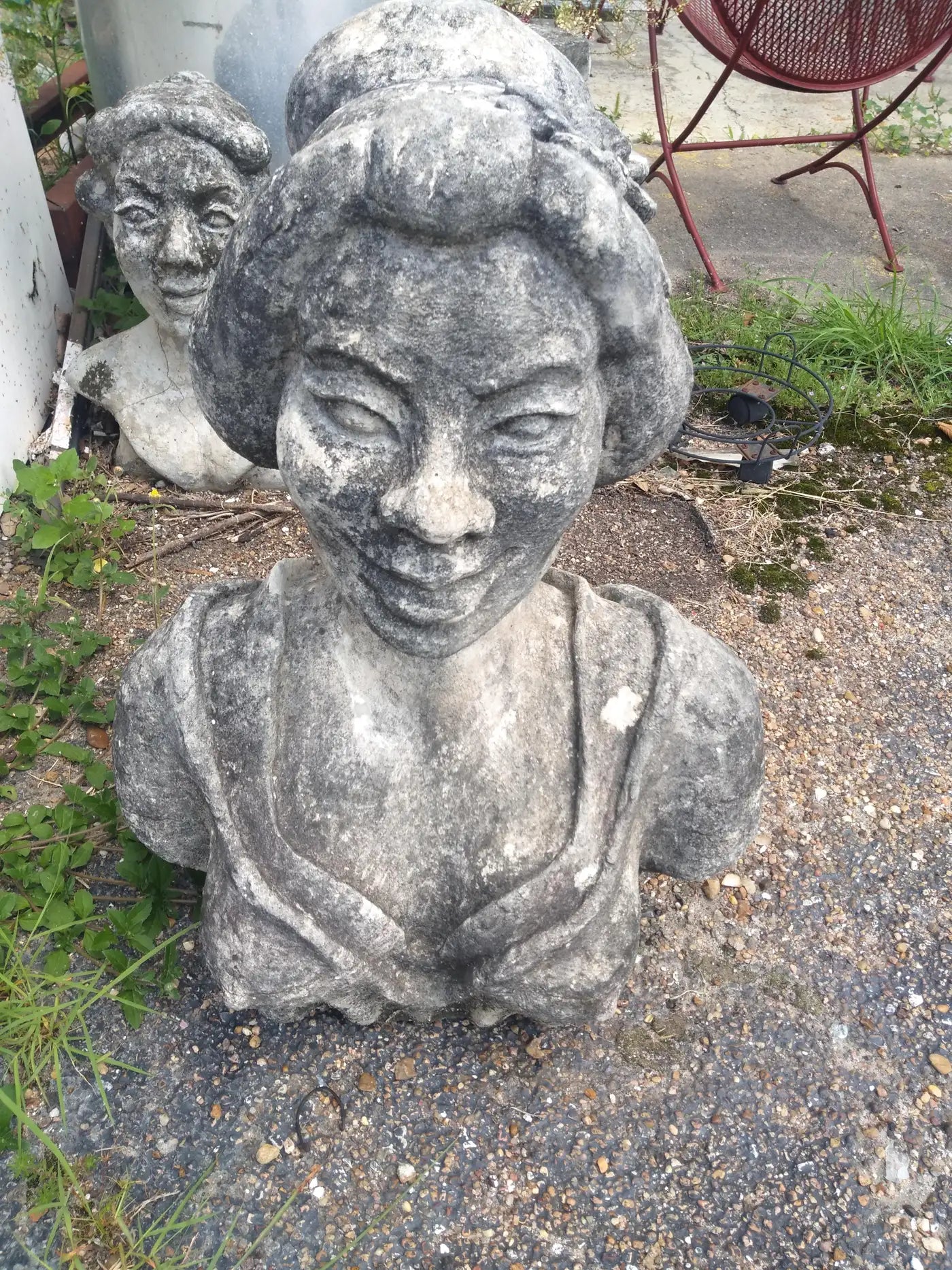 Vibrant Haitian woman garden art statue