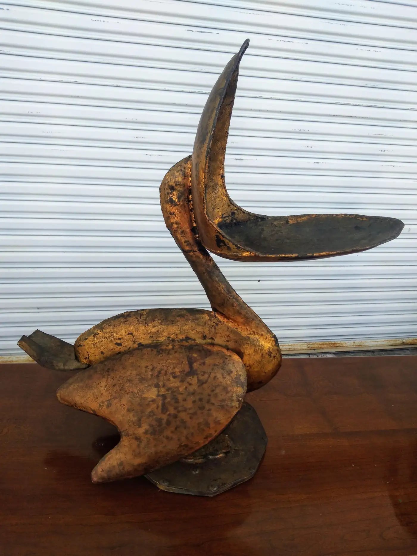 Vintage brass pelican-shaped ashtray