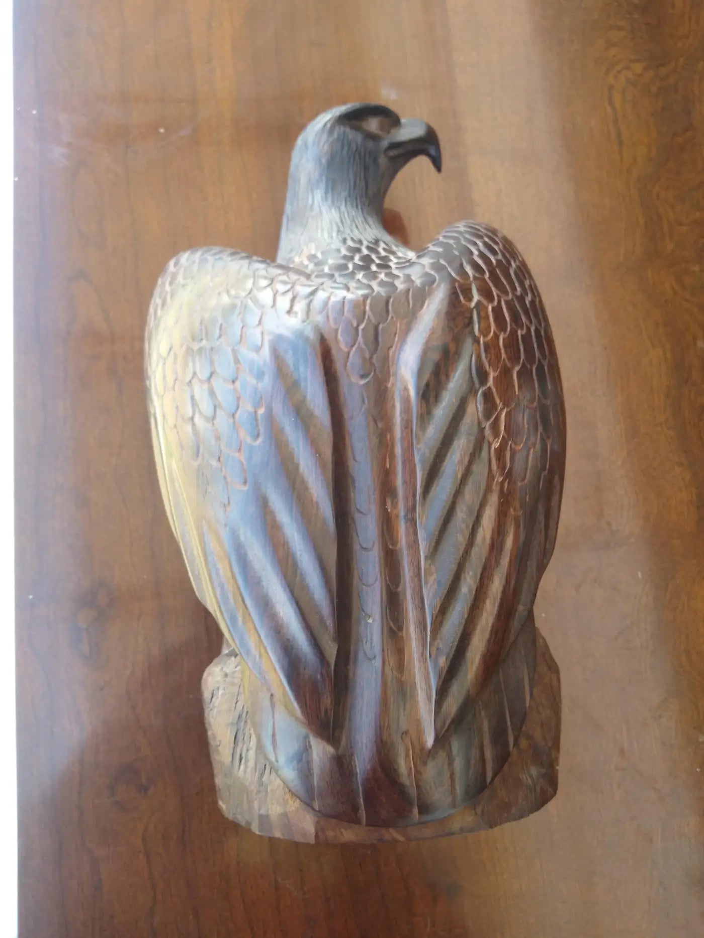 Majestic carved eagle wooden figurine