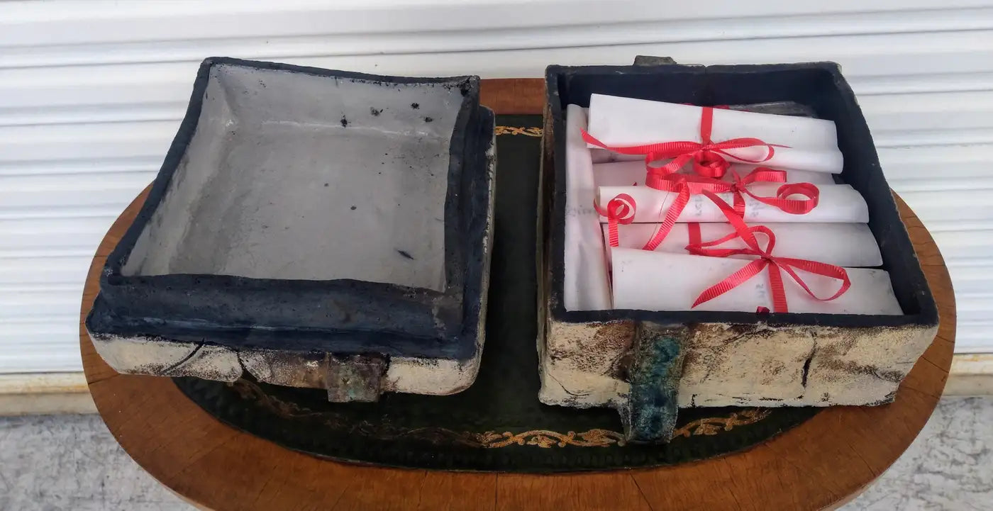 Decorative Raku pottery gift box collectible