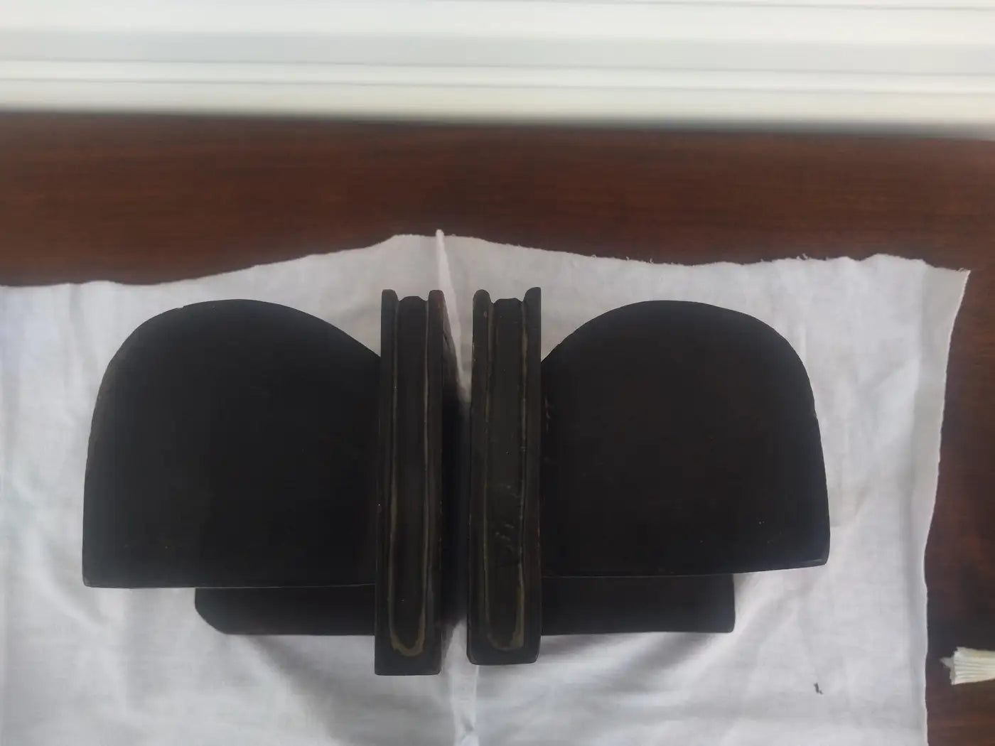 Handcrafted wood drama mask bookends