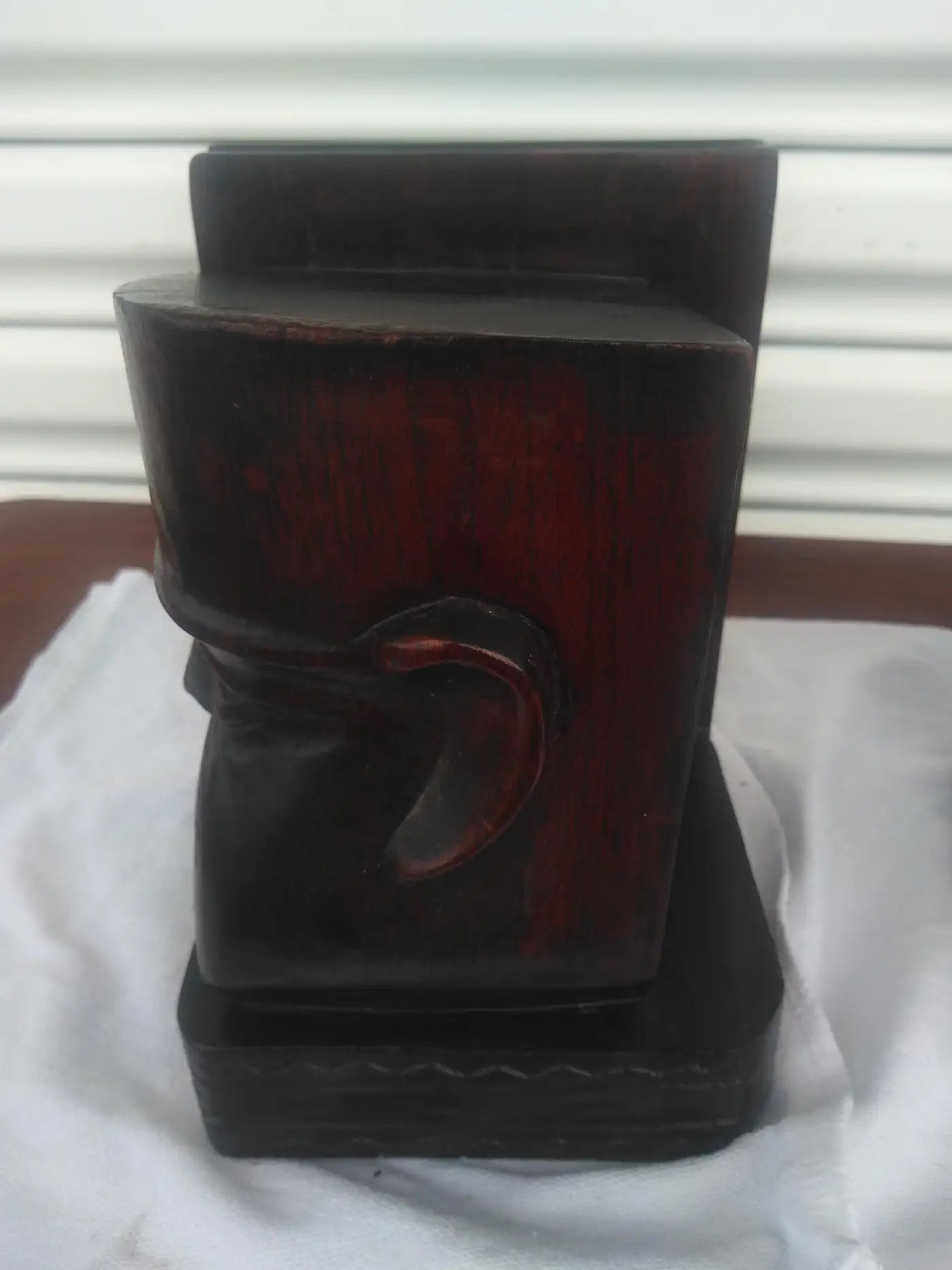 Classic wooden bookends featuring drama masks