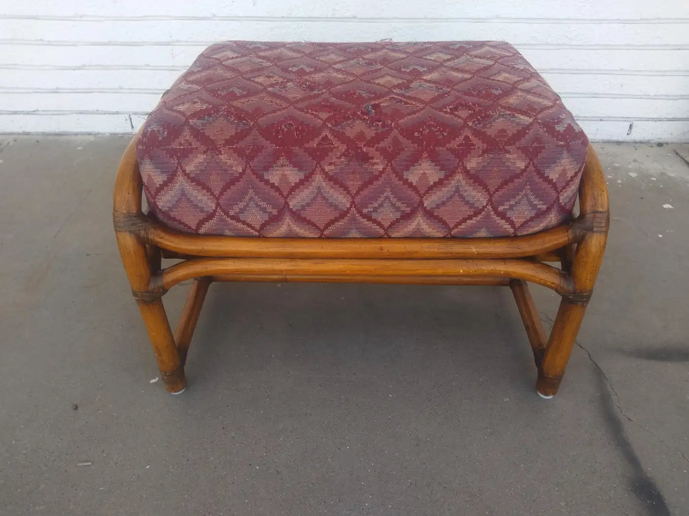 Rare Ficks Reed Bamboo Boho Chic Ottoman | Metro Retro Furniture ...