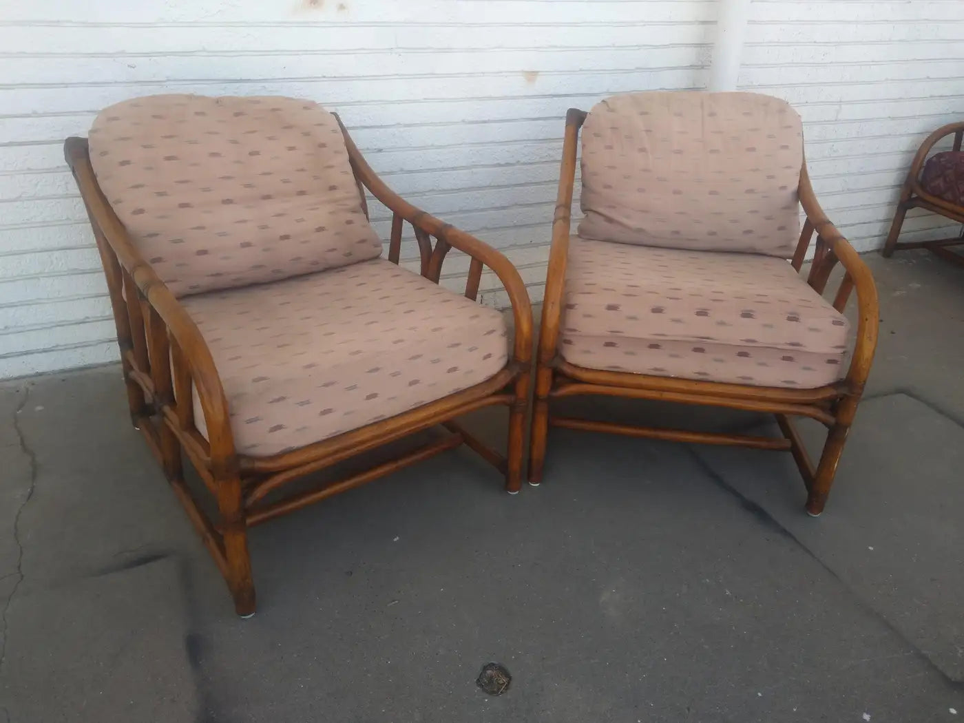 Pair of Ficks Reed bamboo chairs for Boho chic decor
