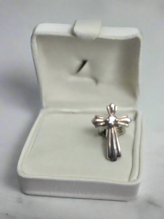 Sterling silver cross pendant with CZ stones