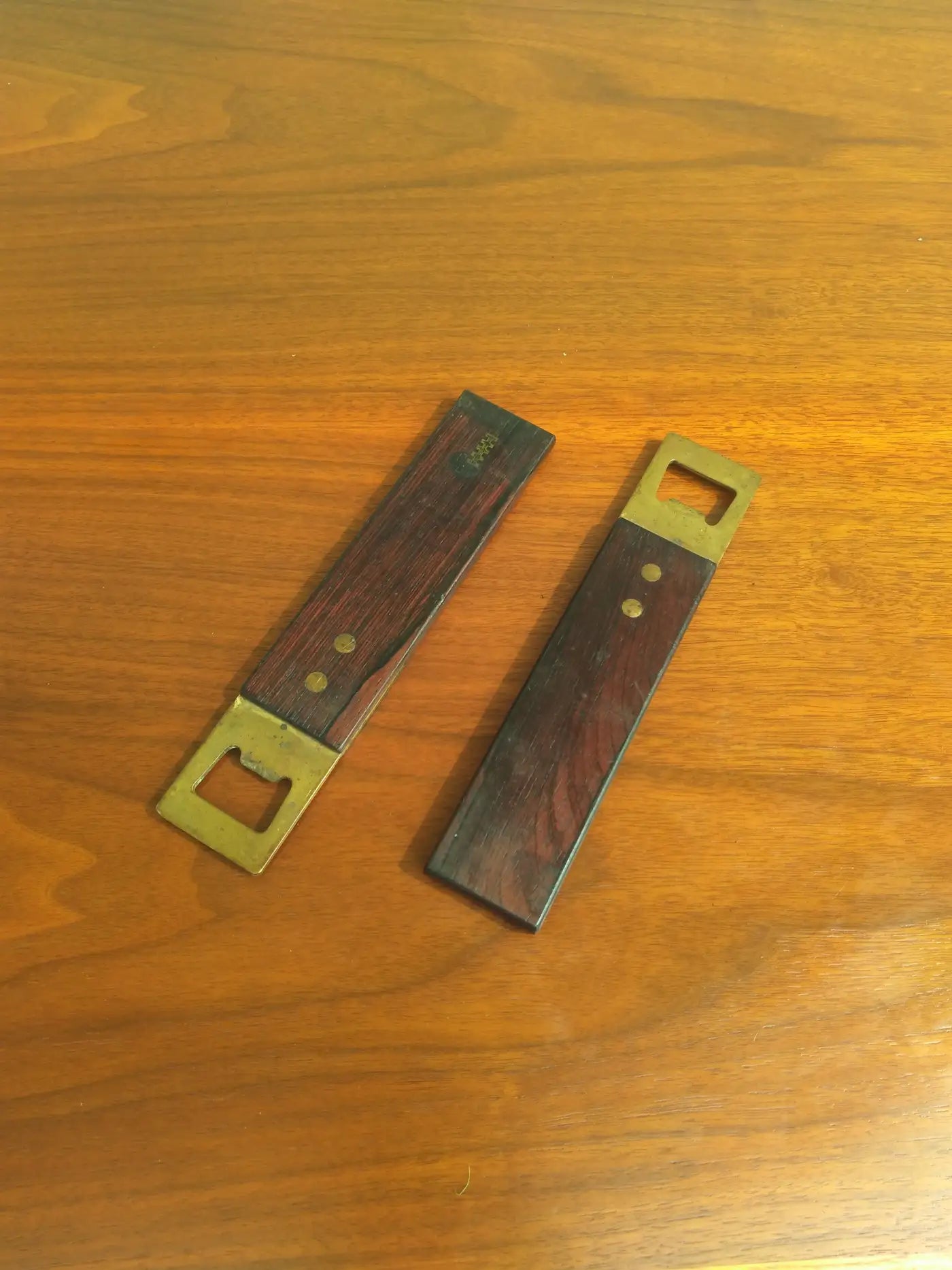Pair of Danish Rosewood and Brass Bottle Openers